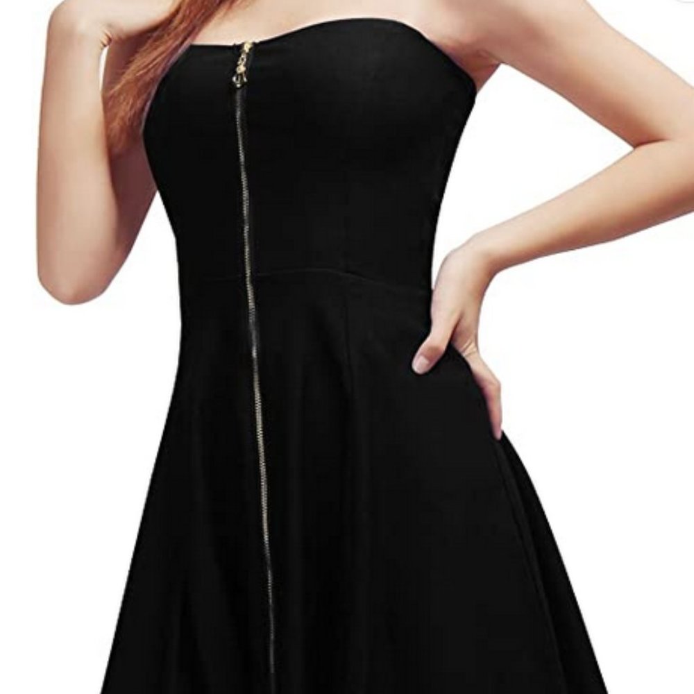 Mini Strapless Zipper Dress